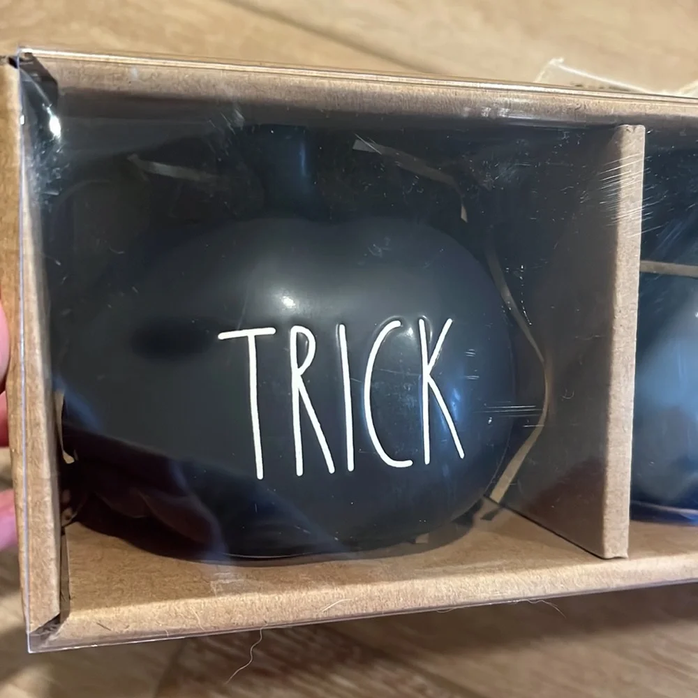 Rae Dunn Trick Trick Treat Black Pumpkin Set | Halloween Decor | NIB